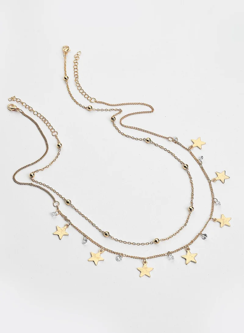 سوهي طقم قلادتين نحاس صناعي مجوهرات