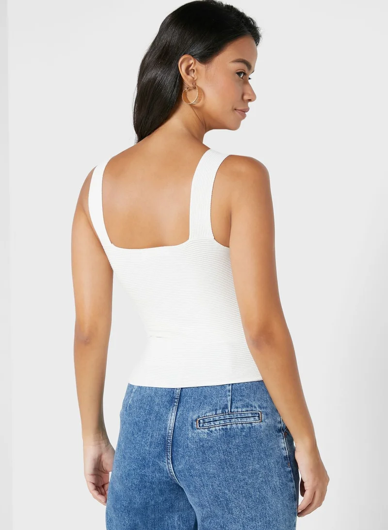 MANGO Ribbed Crop Top