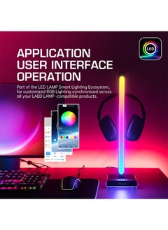FlashHawk 2 Packs Desktop Headphone Stand with RGB Sound Pickup Rhythm Light  - Image 2
