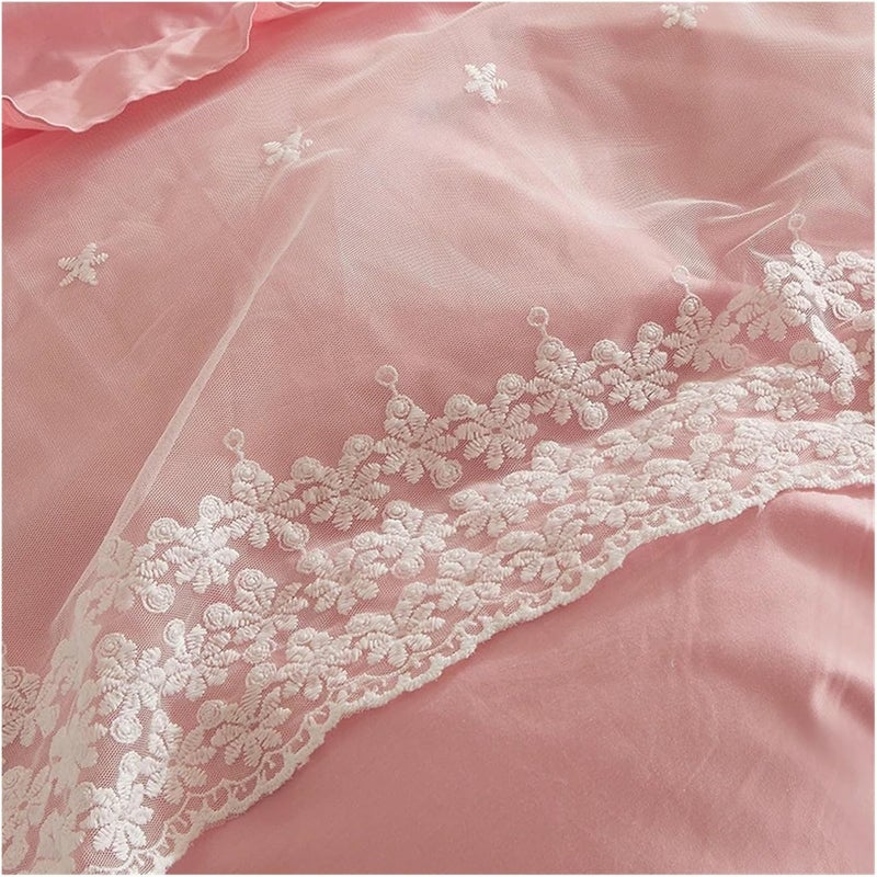 Lace Bed Skirt, Cotton Princess Bedspread, Solid Color Ruffle Bedding, Mattress Cover Sheet, 1Pc + Pillowcases 2Pc(White,180x200CM Bed 3pcs) - Image 2