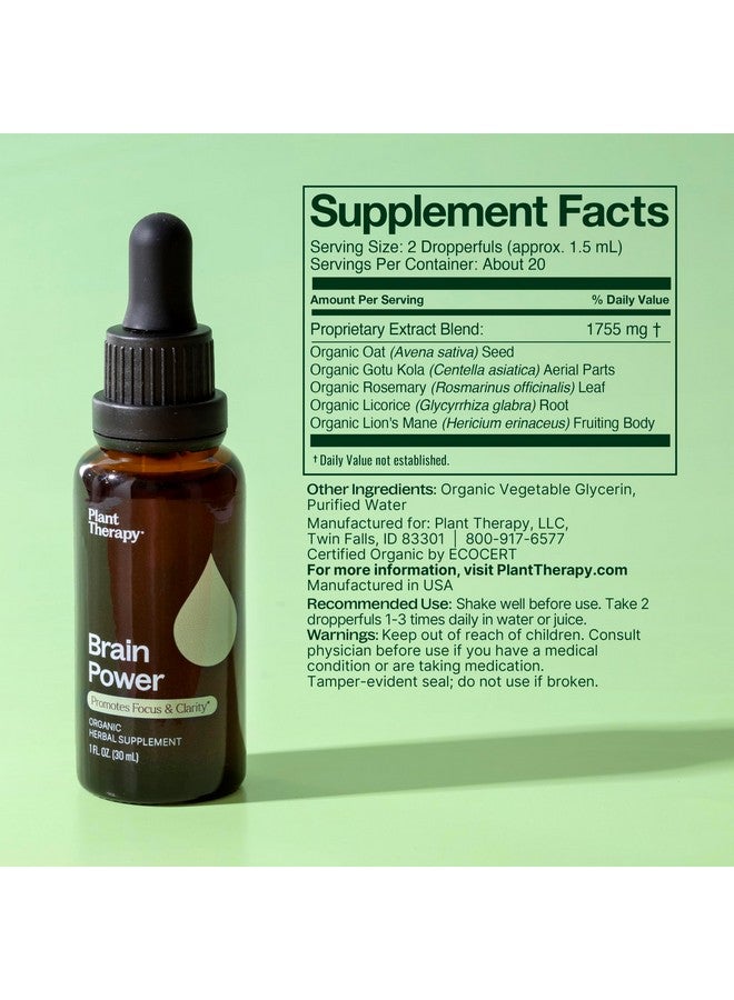 Plant Therapy Organic Brain Power Tincture 30 mL (1 oz) Supports Brain Focus & Clarity, Helps Mental Alertness & Memory, Brain Boost Supplement Packed with Benefits - Image 3