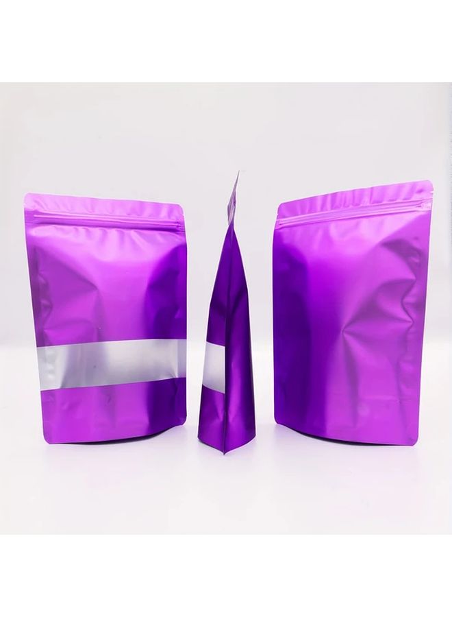 Matte Purple Reusable Zipper Polyester Bags 4.72x7.87 Inch 50pcs Stand Up Pouch Transparent Window - Image 3