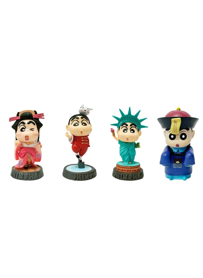 9.5-10.5cm 4pcs Crayon Shin-chan World Tour Action Figurine - Image 1