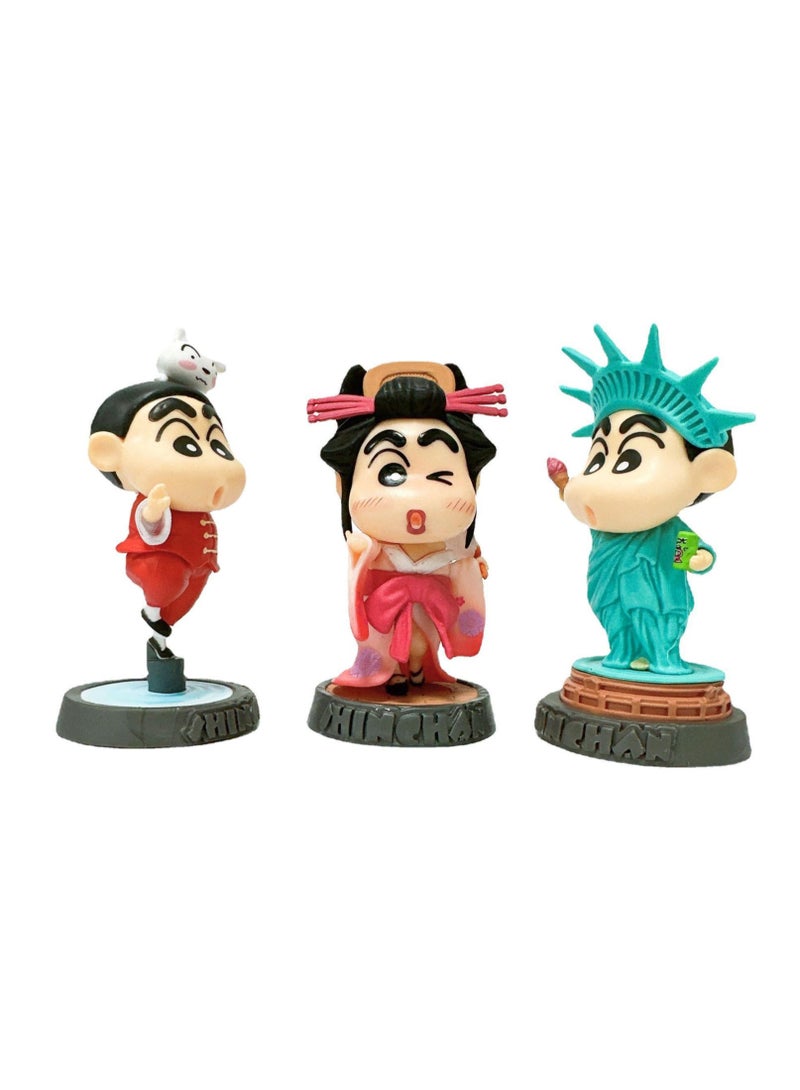 9.5-10.5cm 4pcs Crayon Shin-chan World Tour Action Figurine - Image 2