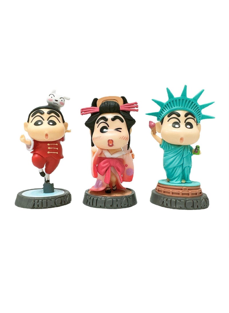 9.5-10.5cm 4pcs Crayon Shin-chan World Tour Action Figurine - Image 3