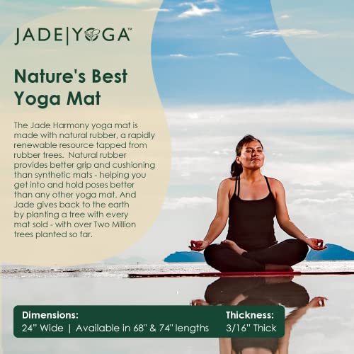 JadeYoga حصيرة يوجا هارموني من جاد يوجا - حصيرة رياضية متينة وسميكة، حصيرة يوجا مطاطية طبيعية غير قابلة للانزلاق - حصيرة تمارين منزلية وتمدد، حصيرة تمرين - يوجا، بيلاتس وتأمل للنساء والرجال (أخضر جاد، 68'') - Image 4
