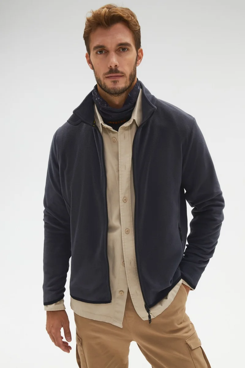 جويستار Men's Regular Fit Zippered Fleece Sweatshirt