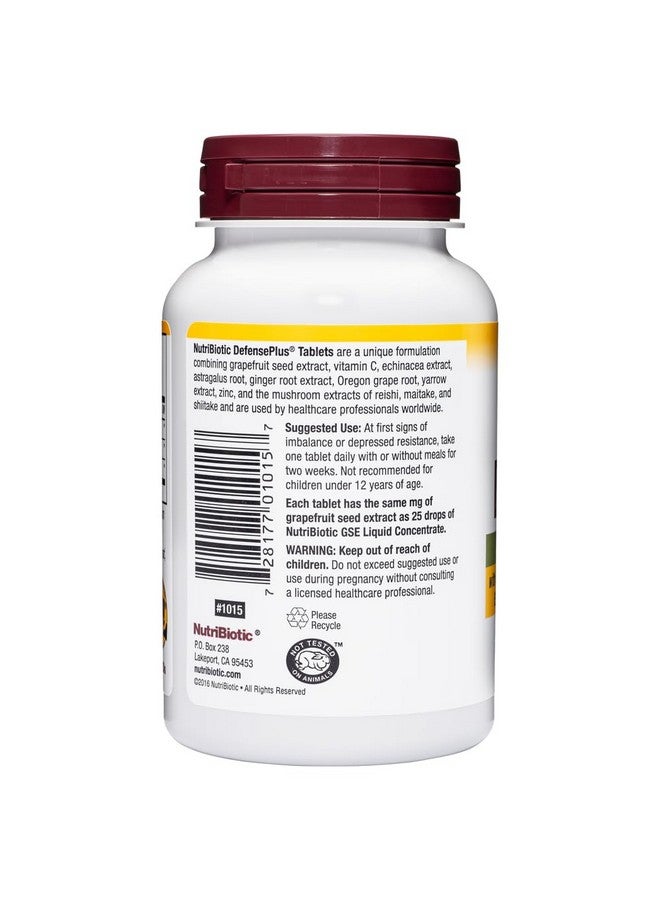 NutriBiotic - DefensePlus, 90 Tablets - 11 in 1 Immune Support with Vitamin C, Zinc, Grapefruit Seed Extract, Echinacea, Astragalus Root & Immune Boosting Extracts & Mushrooms - Vegan & Gluten Free - Image 2