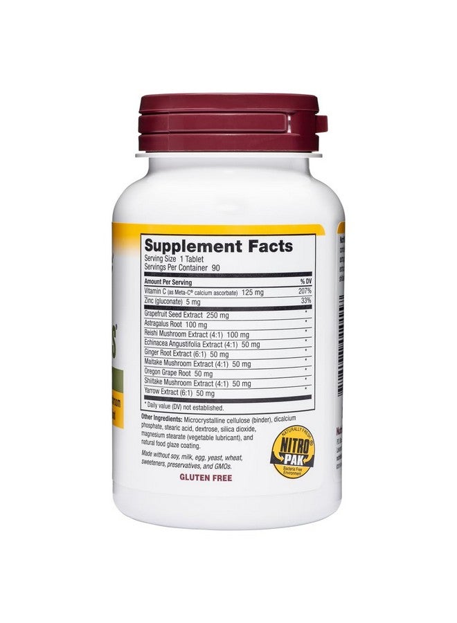 NutriBiotic - DefensePlus, 90 Tablets - 11 in 1 Immune Support with Vitamin C, Zinc, Grapefruit Seed Extract, Echinacea, Astragalus Root & Immune Boosting Extracts & Mushrooms - Vegan & Gluten Free - Image 3
