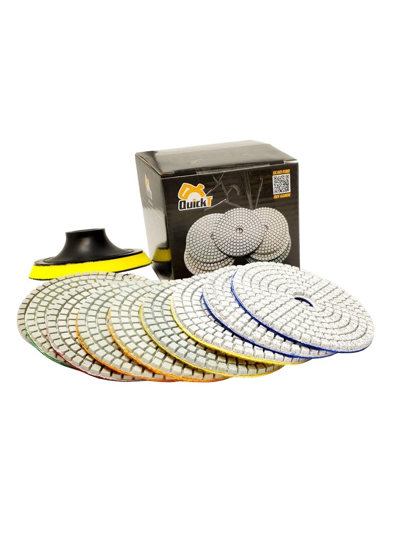 STADEA QuickT PPW701E Stone Concrete Marble Quartz Granite 4 Inch Diamond Wet Sanding Polishing Polisher Pads Kit Tools for Wet Grinder Polisher Includes Countertop Polish DIY Guide  Video  - Image 2