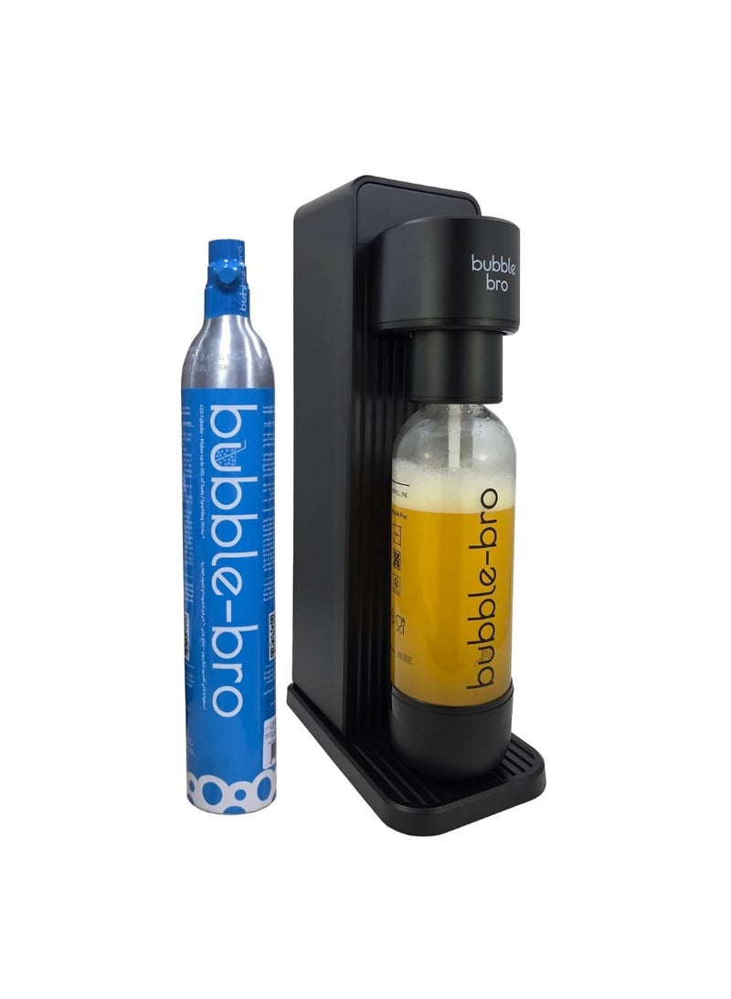 bubble-bro Versa Soda Maker Starter Kit - with 60L CO2 Cylinder (Black) - carbonate any drink - Image 1