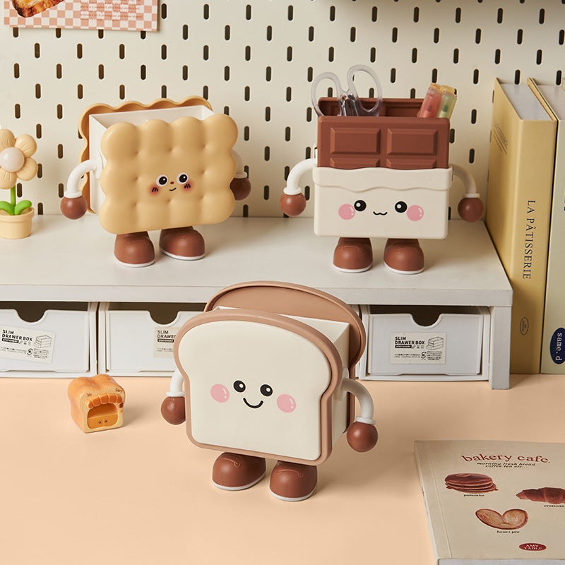 Cute Cartoon Biscuit Toast Storage Bin, Desk Organizer - Image 4
