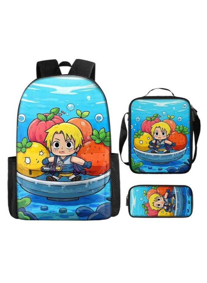 Cartoon three-piece schoolbag with front pocket - 641  - Image 1