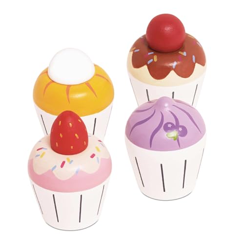 Le Toy Van - Adorable Honeybake Petit Four Cupcakes | Childrens Wooden Food Pretend Toy Cakes | Birthday Cake Or Afternoon Tea Role Play Toy (TV331) - Image 1