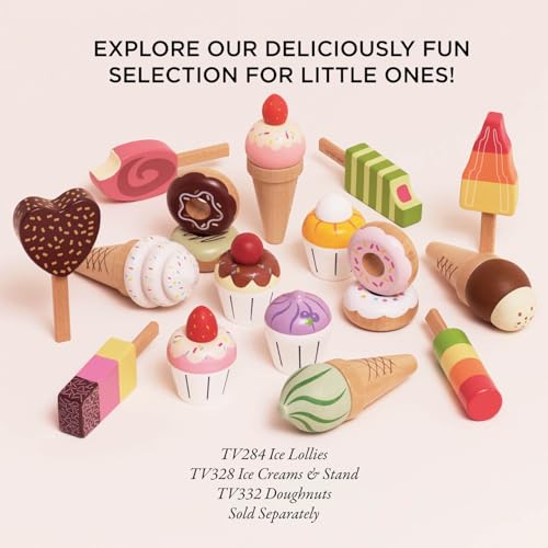 Le Toy Van - Adorable Honeybake Petit Four Cupcakes | Childrens Wooden Food Pretend Toy Cakes | Birthday Cake Or Afternoon Tea Role Play Toy (TV331) - Image 4