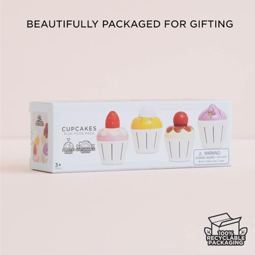 Le Toy Van - Adorable Honeybake Petit Four Cupcakes | Childrens Wooden Food Pretend Toy Cakes | Birthday Cake Or Afternoon Tea Role Play Toy (TV331) - Image 5
