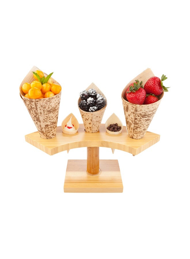 Restaurantware 10-inch Crescent Food Cone and Sushi Hand Roll Display Stand: Perfect for Restaurants, Catered Events, and Buffets - Holds 5 Cones - Made from Organic Bamboo - 1ctBox - Image 2
