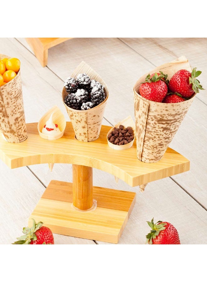 Restaurantware 10-inch Crescent Food Cone and Sushi Hand Roll Display Stand: Perfect for Restaurants, Catered Events, and Buffets - Holds 5 Cones - Made from Organic Bamboo - 1ctBox - Image 3