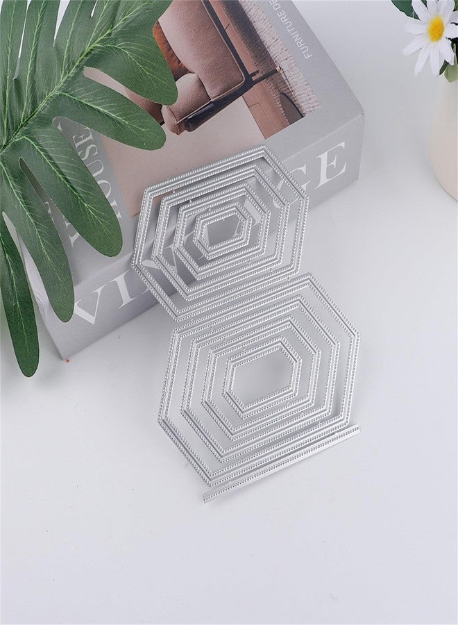 Briartw 9 Pcs Hexagonal Dotted Edge Cutting Dies for Card Making DIY Scrapbooking Embossing Metal Stencil Die-cuts Album Cardmaking Craft Gift Card Art Decoration Handmade Gift - Image 3