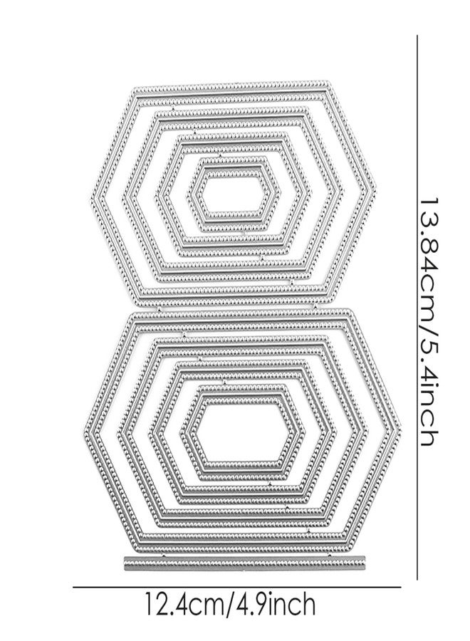 Briartw 9 Pcs Hexagonal Dotted Edge Cutting Dies for Card Making DIY Scrapbooking Embossing Metal Stencil Die-cuts Album Cardmaking Craft Gift Card Art Decoration Handmade Gift - Image 2