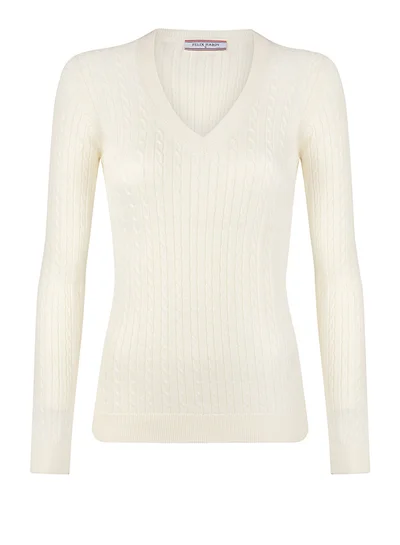 FELIX HARDY V-Neck Cable Knit Pullover