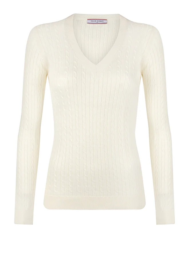 FELIX HARDY V-Neck Cable Knit Pullover