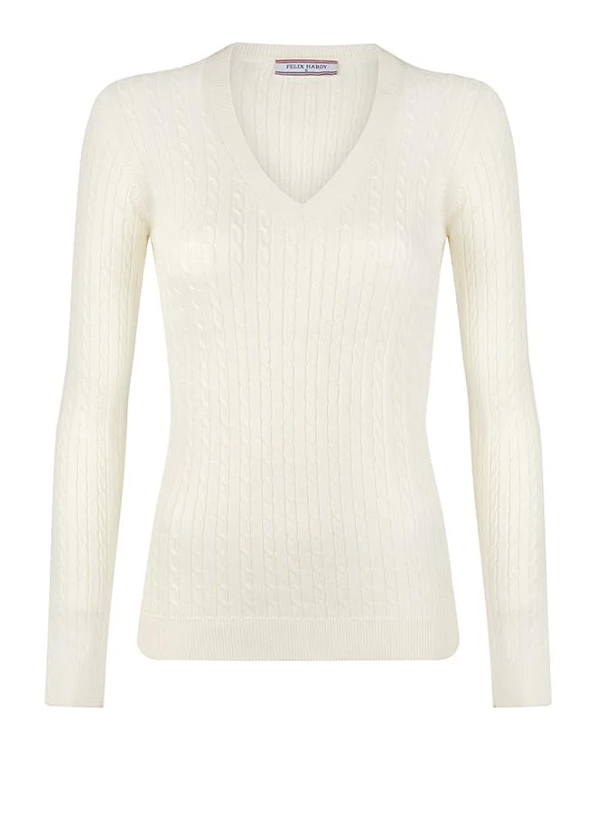 V-Neck Cable Knit Pullover