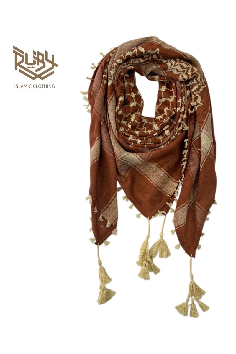 روبي للملابس الإسلامية شال شماغ كوفية تقليدي للرجال | غطاء رأس ولف وجه لصحراء الشرق الأوسط | ملحق ثقافي عربي – متعدد الاستخدامات وخفيف الوزن