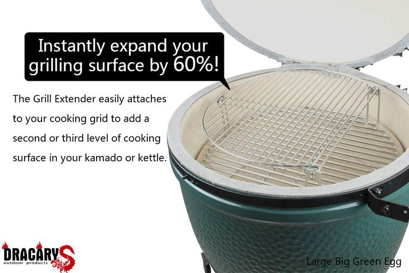 Dracarys Grill Stack Rack for Big Green Egg Stainless Steel BBQ Lover Gifts Fit Large & XL Big Green Egg, Kamado Joe,18" or Bigger Diameter Grill,Increase Grilling Surface - Image 2