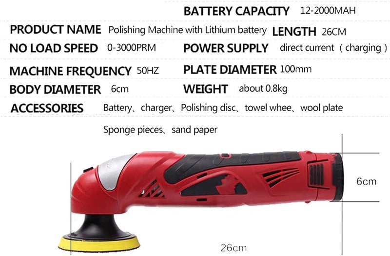 JESHK Eccentric Polisher, Random Orbital Car Polisher Car Paint Care Buffer Polishing Machine 3000 RPM Variable Speed - Image 2