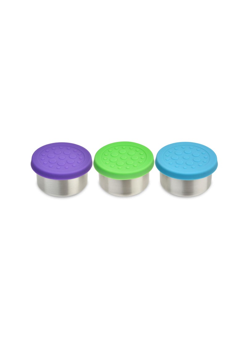 LunchBots LunchBots 15 oz Stainless Steel Dressing Container for Condiments Dips Snacks Dipping Sauce Cups with Silicone Lid Fits in Lunch Bags and Bento Boxes  Set of 3 Floral 