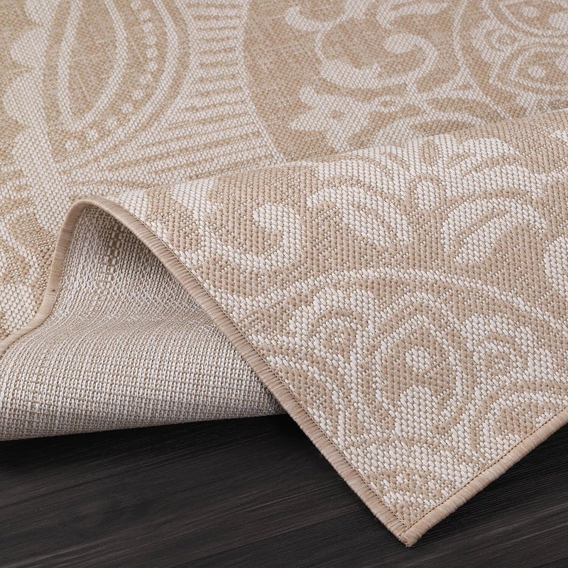 Luul Home Medallion Outdoor Rug 6x9 Washable Outside Carpet for Indoor Patio Porch Waterproof Easy Cleaning Non Shedding Area Rugs Beige 6 x 9 - Image 3