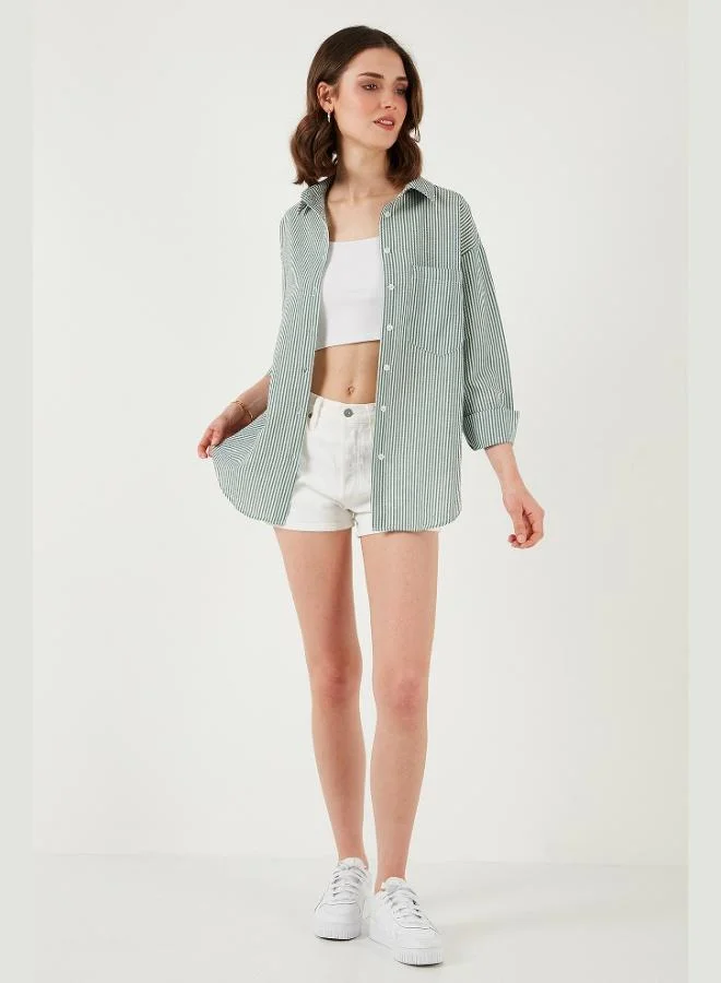 Lela Lela Regular Fit Long Sleeve Pocket Striped Shirt Women's SHIRT 6772895