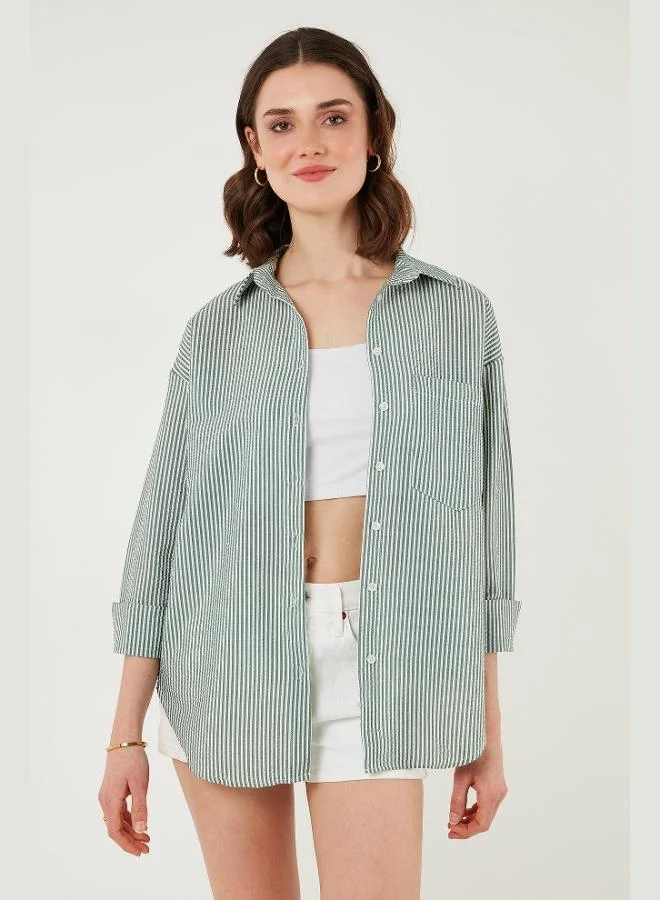 Lela Lela Regular Fit Long Sleeve Pocket Striped Shirt Women's SHIRT 6772895