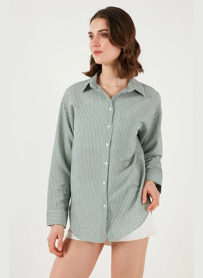 Lela Lela Regular Fit Long Sleeve Pocket Striped Shirt Women's SHIRT 6772895