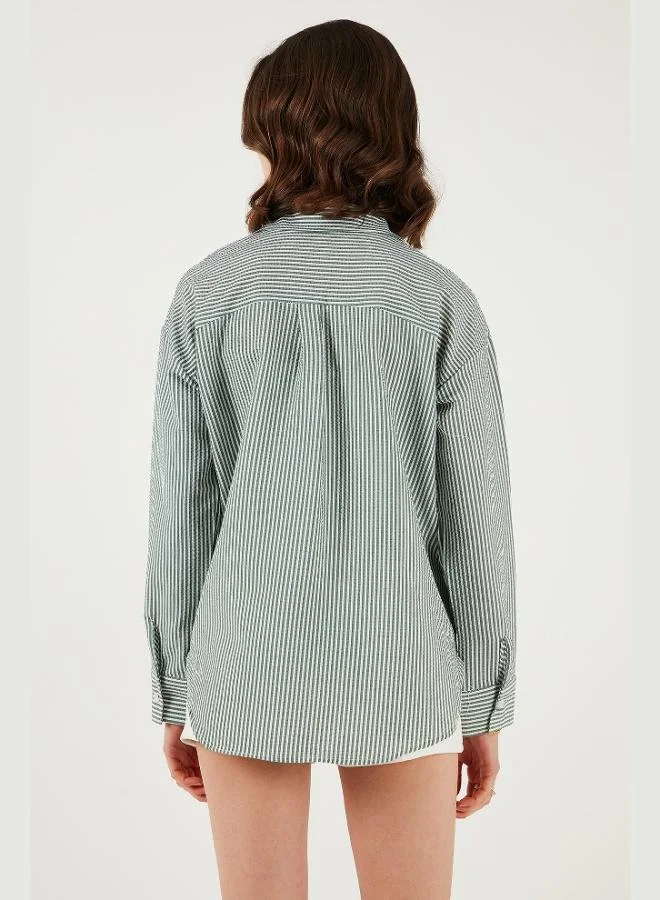 Lela Lela Regular Fit Long Sleeve Pocket Striped Shirt Women's SHIRT 6772895