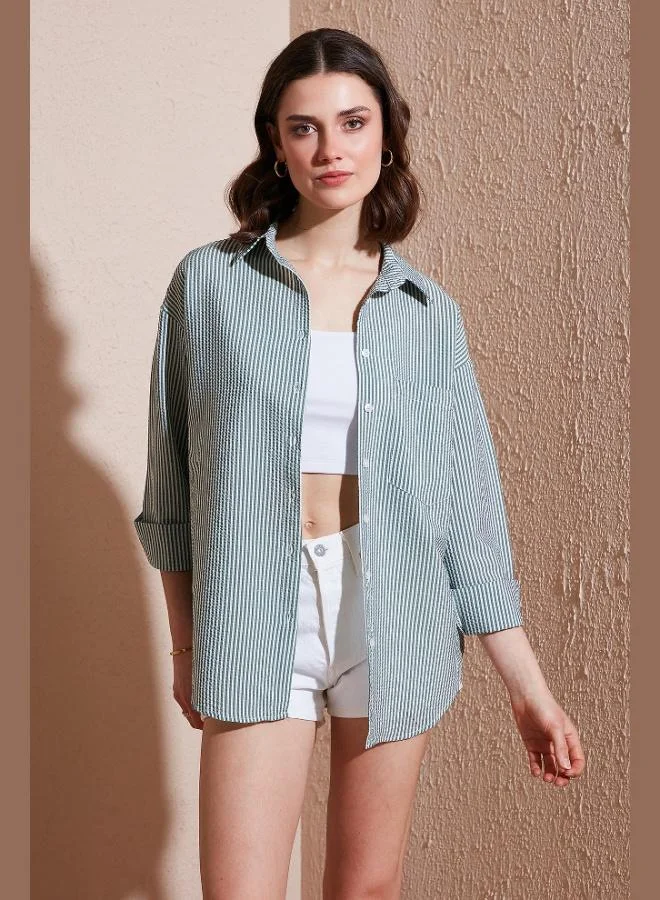 Lela Lela Regular Fit Long Sleeve Pocket Striped Shirt Women's SHIRT 6772895