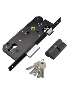 TISMpro Lock Body and Cylinder Set (45mm x 85mm) | 7mm Cylinder with 5 Computer Keys | Door Lock Set with Installation Screws | Matte Black  - Image 1