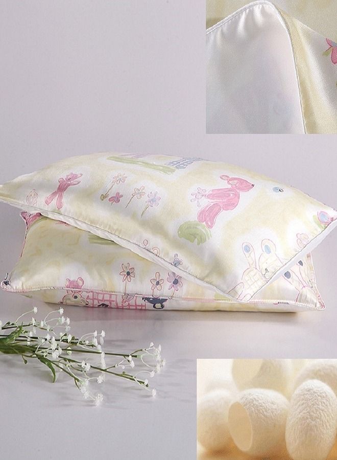Lisesilk 2 Picec 6A Grade 22 Momme 100% Mulberry Silk Baby Silk Pillowcase 30*50 cm Yellow - Image 3