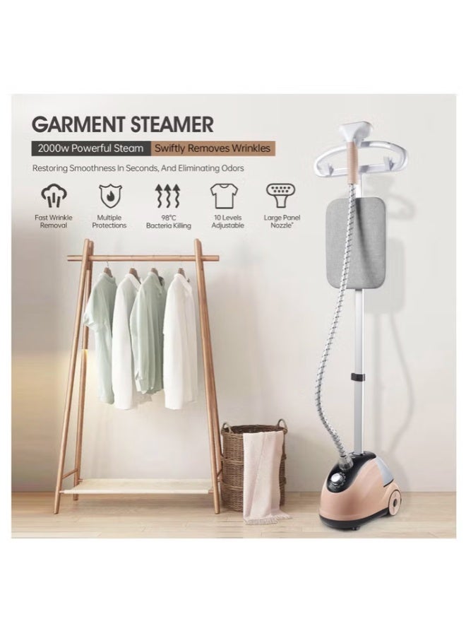 Al-Diyar Professional Garment Steamer, 2 in 1, Powerful 2000w Stand Steamer Iron with 10 Level Steam Adjustment And Ironing Board, Height Adjustable Garment Hanger, 26 Seconds Fast Heat-up with 2L Water Tank  - Image 3