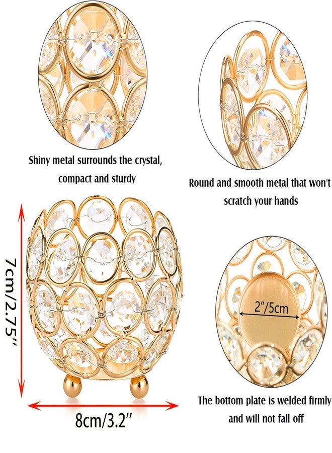 kolnlala 4 Pcs Crystal Tealight Candle Holders for Table Centerpiece,Elegant Wedding Table Centerpiece for Home Decor, Birthday Party, Romantic Events | Giftable Decorative Accent (4, Gold) - Image 2