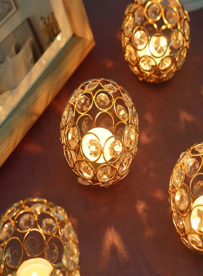 kolnlala 4 Pcs Crystal Tealight Candle Holders for Table Centerpiece,Elegant Wedding Table Centerpiece for Home Decor, Birthday Party, Romantic Events | Giftable Decorative Accent (4, Gold) - Image 5