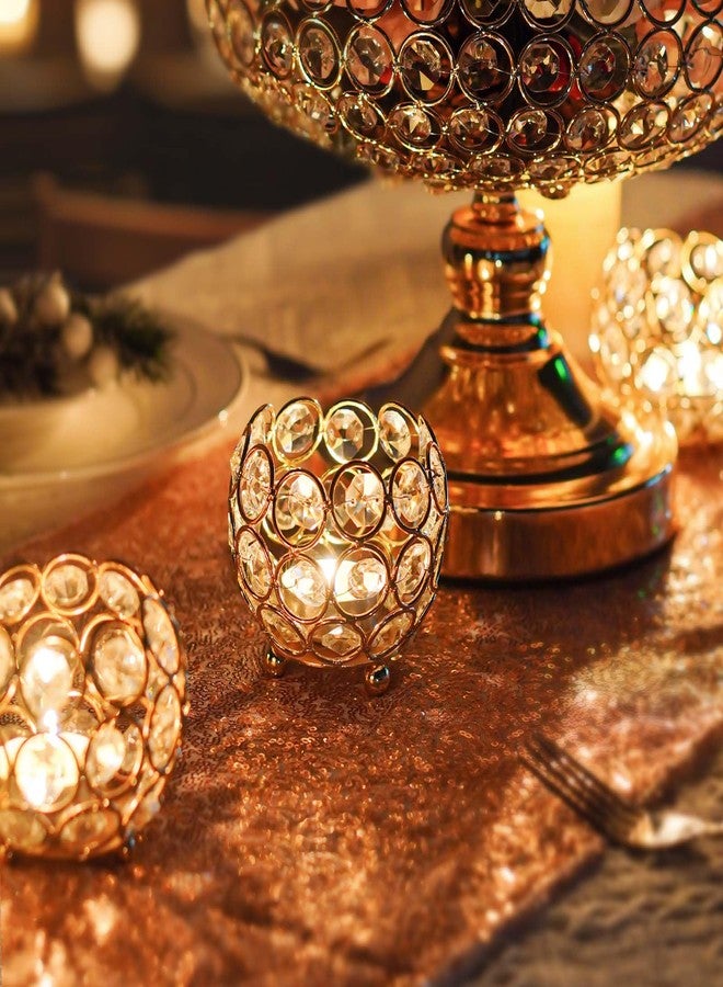 kolnlala 4 Pcs Crystal Tealight Candle Holders for Table Centerpiece,Elegant Wedding Table Centerpiece for Home Decor, Birthday Party, Romantic Events | Giftable Decorative Accent (4, Gold) - Image 3