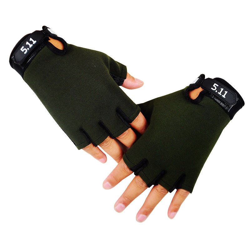 Mens 511 Half-Finger Gloves Anti-Slip Breathable Cycling Fitness Army Green 