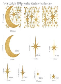 Easma Retro Starburst Wall Decals Star Wall Stickers Atomic Star Wall Decals Star Wall Decals Girls Room Wall Decals Peel and Stick Moon Wall Decals
