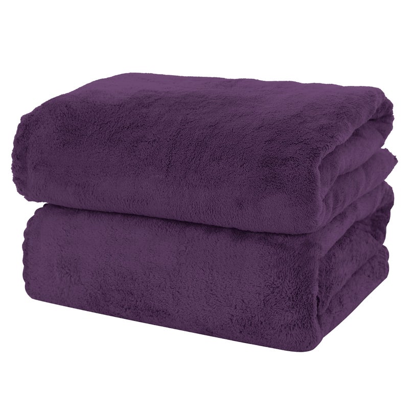 MOONQUEEN 2 Pack Premium Bath Towel Set - Quick Drying - Microfiber Coral Velvet Highly Absorbent Towels - Multipurpose Use as Bath Fitness, Bathroom, Shower, Sports, Yoga Towel (Grape Purple) - Image 1