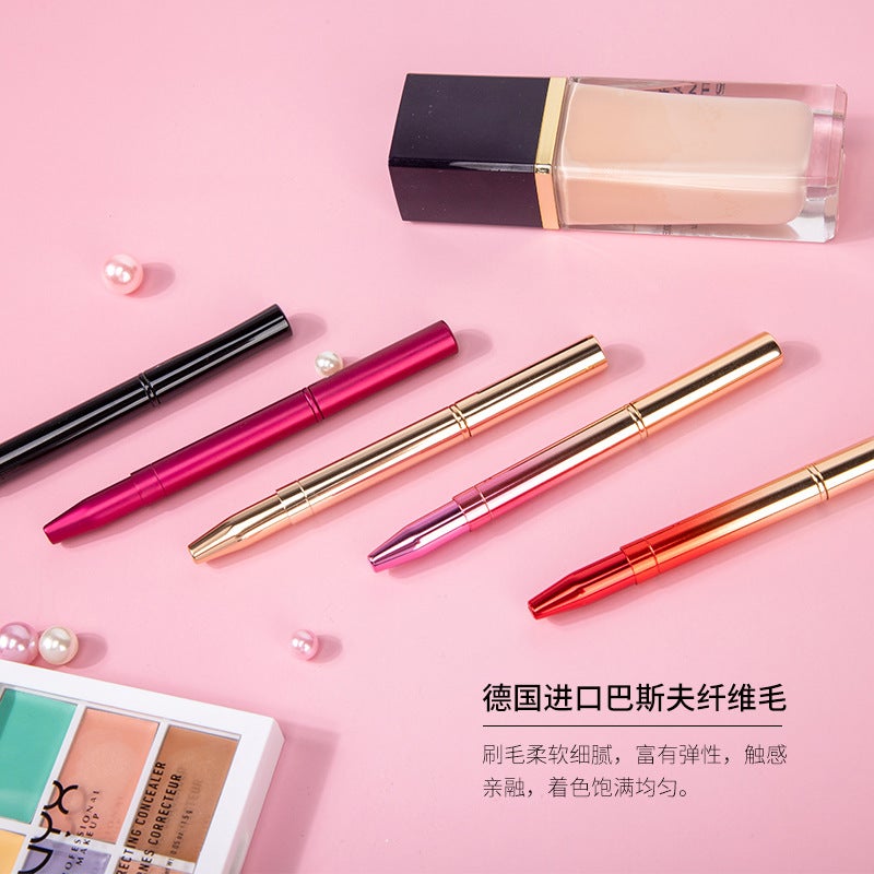 One-Piece Double-Headed Portable Lip Brush Lipstick Brush Blooming Brush Concealer Brush Metal Retractable Makeup Brush - Image 5