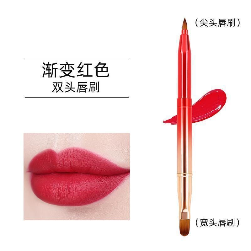 One-Piece Double-Headed Portable Lip Brush Lipstick Brush Blooming Brush Concealer Brush Metal Retractable Makeup Brush - Image 1