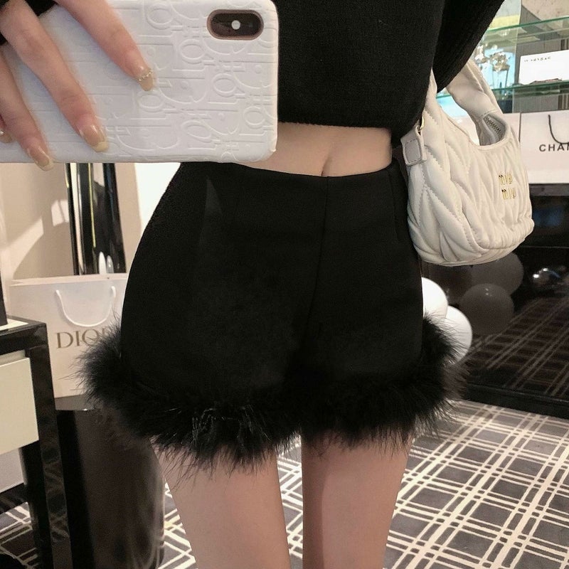Paris Design Ceciliaorg Black Shorts Women'S Outer Wear Boot Pants High Waist Slimming A- Line - Image 2