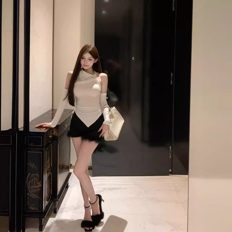 Paris Design Ceciliaorg Black Shorts Women'S Outer Wear Boot Pants High Waist Slimming A- Line - Image 3